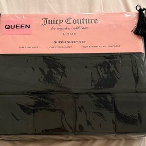 Juicy Couture Queen Sheet Set - Black and Pink